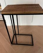 Bijzettafeltje staal en eikenhout 60cm hoog, Huis en Inrichting, Tafels | Sidetables, 50 tot 100 cm, Eikenhout, Ophalen of Verzenden