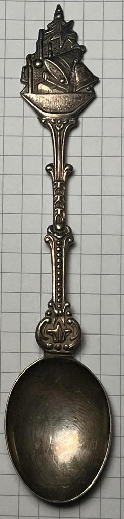 Verzilverde lepeltjes met afbeelding- 2 stuks, Antiek en Kunst, Antiek | Bestek, Ophalen of Verzenden