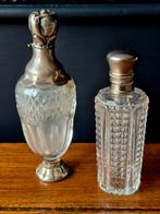 Antieke parfumflesjes geslepen kristal zilveren dop, Antiek en Kunst, Antiek | Glas en Kristal, Ophalen of Verzenden
