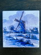 Delfts blauw tegeltje met molen, Ophalen of Verzenden