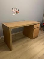 Malm bureau hout fineer Ikea, Huis en Inrichting, Bureaus, Ophalen, Zo goed als nieuw, Bureau