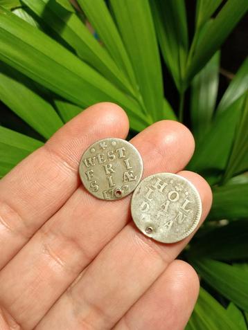 Setje 2x zilveren stuiverstukken te koop! beschikbaar voor biedingen