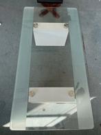 Glazen Salontafel met 2 Poefs, Huis en Inrichting, Ophalen, Gebruikt, 100 tot 150 cm, Glas