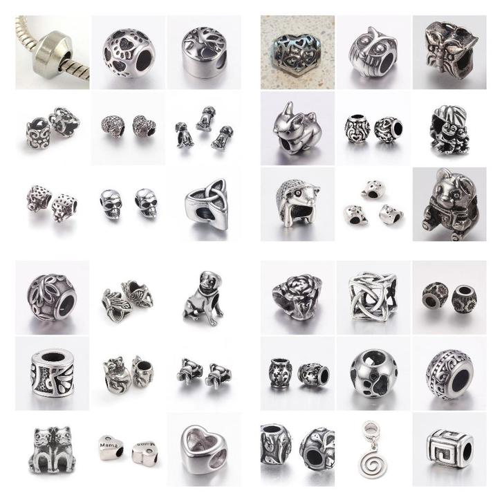 RVS bedels voor groot-gat-bedelarmbanden vanaf € 0,95, Sieraden, Tassen en Uiterlijk, Bedels, Nieuw, Overige merken, Overige materialen