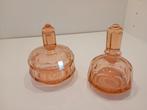 Vintage Roze Glazen Potjes met Deksel, Ophalen of Verzenden