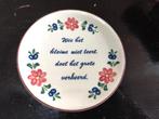 Boerenbont Bord met Tekst, Gebruikt, Porselein of Keramiek, Schaal, Rond