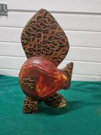 -	Beeld Houten vis staand, Ophalen of Verzenden