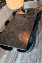 Natuursteen eettafel, Huis en Inrichting, Tafels | Eettafels, Ophalen, Gebruikt, 50 tot 100 cm, Vijf personen of meer