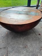 Metalen salontafel met sloophout, 50 tot 100 cm, Minder dan 50 cm, Rond, Zo goed als nieuw