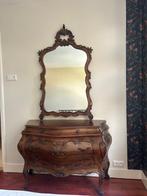 Vintage spiegel |  hout | art nouveau stijl | i.z.g.s, Ophalen, Overige vormen, 50 tot 100 cm, 100 tot 150 cm