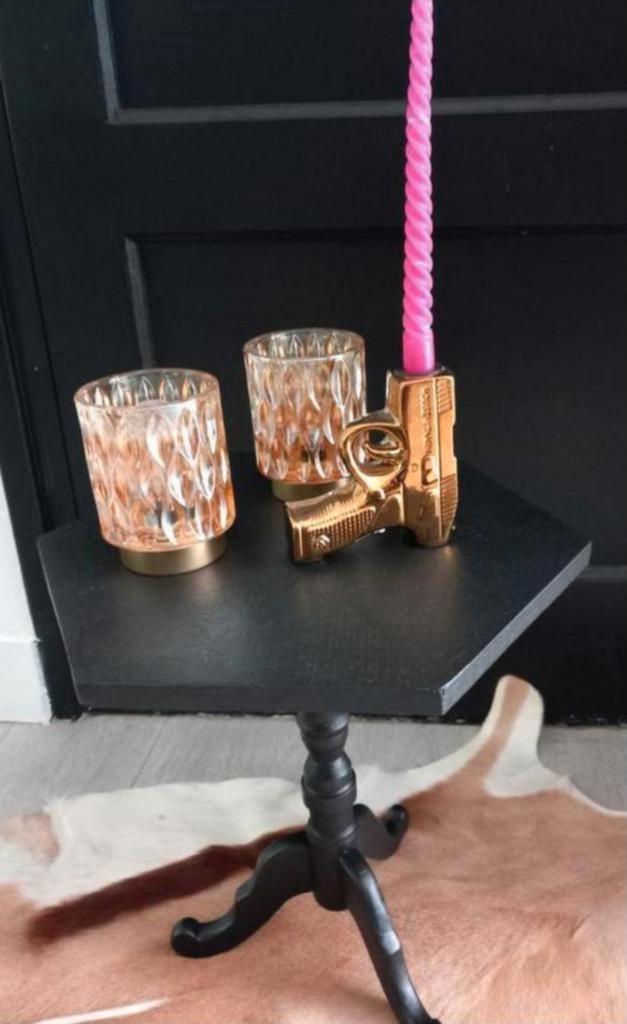 Wijntafel bijzet mat zwart, Antiek en Kunst, Curiosa en Brocante, Ophalen of Verzenden