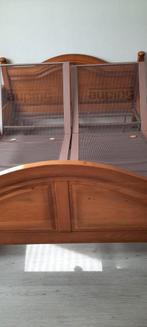 Eikenhouten bed 160x200 met auping handverstelbare bedbodems, Huis en Inrichting, Ophalen, Gebruikt, Tweepersoons, Eikenhout