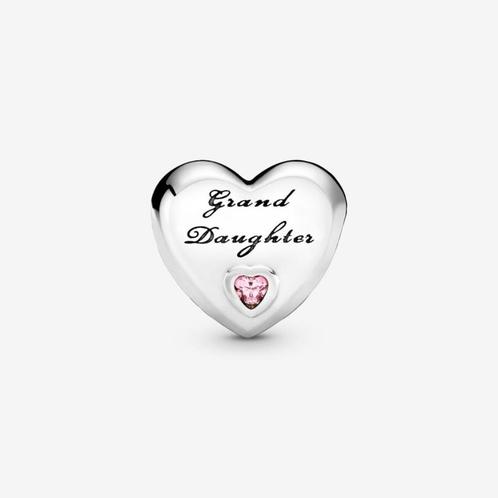 Pandora bedel Kleindochter met roze zirkonia hartje, Sieraden, Tassen en Uiterlijk, Bedels, Nieuw, Pandora, Zilver, 1 bedel, Met strass