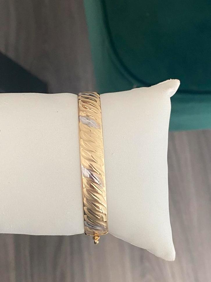 Mooie 14 karaat (585) gouden armband, wit en geel goud, Sieraden, Tassen en Uiterlijk, Armbanden, Zo goed als nieuw, Ophalen of Verzenden