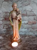 Antiek brocant heiligenbeeld Jozef met Jezus  gips, Ophalen of Verzenden
