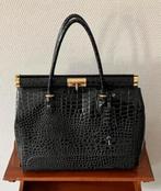 Prachtige slangen lederen tas, Ophalen of Verzenden, Zo goed als nieuw, Zwart, Handtas