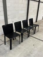 Cidue Italiaanse Design Stoelen Vintage Leer, Huis en Inrichting, Stoelen, Ophalen, Zo goed als nieuw, Zwart, Leer