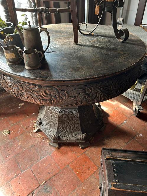 Antieke Eetkamertafel met Houtsnijwerk, Antiek en Kunst, Antiek | Meubels | Tafels, Ophalen