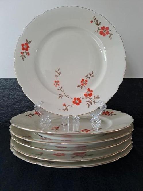 6 Vintage porseleinen dinerborden jaren 1930 Tielsch (1), Antiek en Kunst, Antiek | Servies los, Ophalen of Verzenden