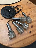 Hanglamp 5 kelken chroom glas vintage retro jaren 60 space, Vintage retro midcentury jaren 60-70 space age, Gebruikt, Ophalen of Verzenden