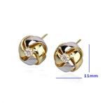 14K bicolor goud - witgoud knopjes roos bloem met zirkonia, Sieraden, Tassen en Uiterlijk, Oorbellen, Ophalen of Verzenden, Nieuw