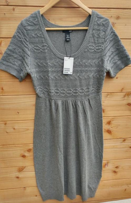 H&M tricot jurk mt. S, Kleding | Dames, Jurken, Nieuw, Maat 36 (S), Grijs, Boven de knie, Verzenden