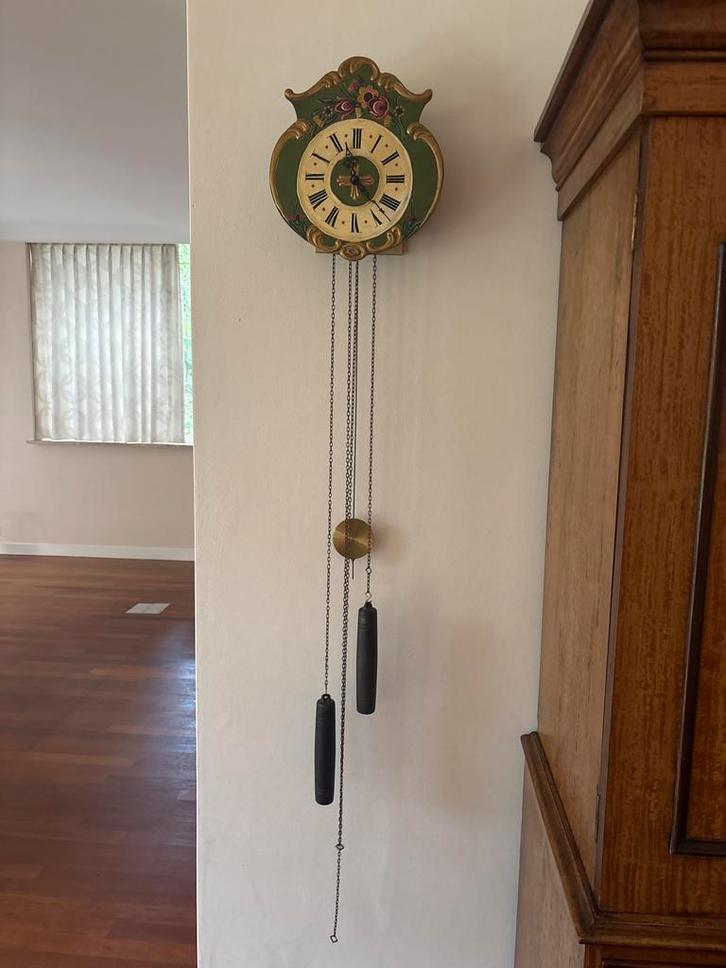 Antieke Wandklok met Gewichten, Antiek en Kunst, Antiek | Klokken, Ophalen of Verzenden