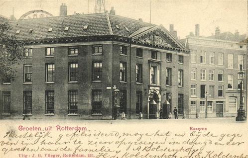 Groeten uit Rotterdam - Kazerne - 1903 gelopen, Verzamelen, Ansichtkaarten | Nederland, Gelopen, Zuid-Holland, Voor 1920, Verzenden