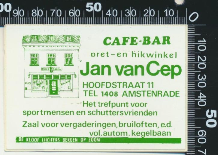 Sticker: Cafe Bar Jan van Cep - Amstenrade, Verzamelen, Stickers, Zo goed als nieuw, Bedrijf of Vereniging, Ophalen of Verzenden