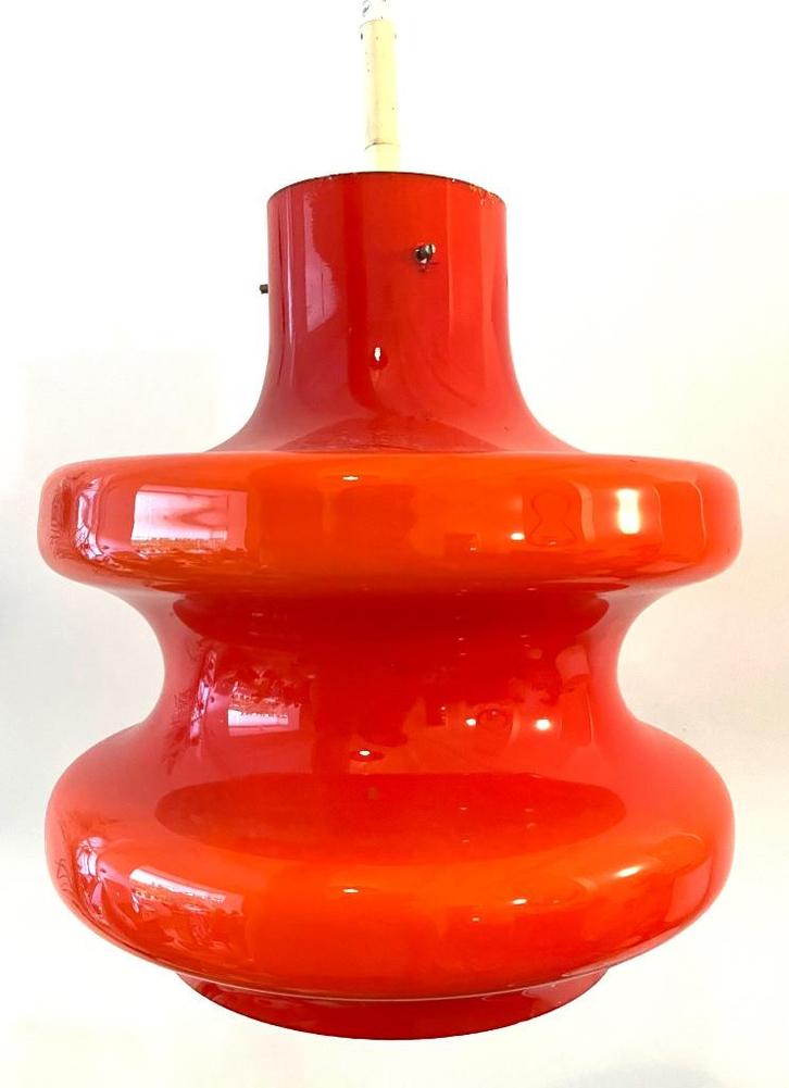 60's vintage design oranje glazen lamp Peill Putzler stijl, Huis en Inrichting, Lampen | Hanglampen, Gebruikt, Minder dan 50 cm