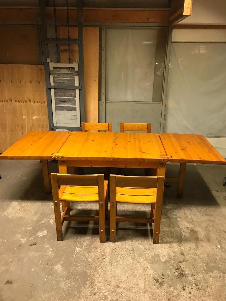 4 Edvin Helseth Bruksbo stoel tafel vintage Deens Zweeds, Huis en Inrichting, Stoelen, Gebruikt, Eén, Bruin, Ophalen