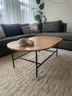 Jysk salontafel - ovale houten blad, stalen poten, Ophalen, Gebruikt, 100 tot 150 cm, 50 tot 75 cm