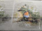 canvas 3 x roodborst per paneel, Overige materialen, Overige kleuren, 120 cm of meer, Nieuw