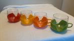 4 retro kopjes in gekleurde houder, Huis en Inrichting, Keuken | Servies, Ophalen of Verzenden, Glas, Overige stijlen, Kop(pen) en/of Schotel(s)
