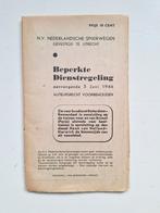 Oud NS Spoorboekje/Beperkte Dienstregeling 3 juni 1946, Verzamelen, Spoorwegen en Tramwegen, Boek of Tijdschrift, Gebruikt, Ophalen of Verzenden