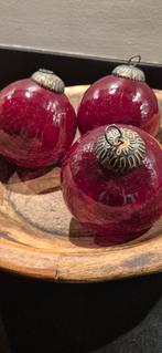PTMD kerstornamenten, bordeaux rood, 3 stuks, glas, Diversen, Kerst, Ophalen of Verzenden