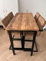 Bartafel met barkrukken - Industrieel, Huis en Inrichting, Tafels | Eettafels, Ophalen, 100 tot 150 cm, 50 tot 100 cm, Zo goed als nieuw