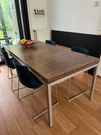 BoConcept eettafel 92 x 183/263 cm rvs en notenhout, Huis en Inrichting, Tafels | Eettafels, Ophalen, Gebruikt, 50 tot 100 cm