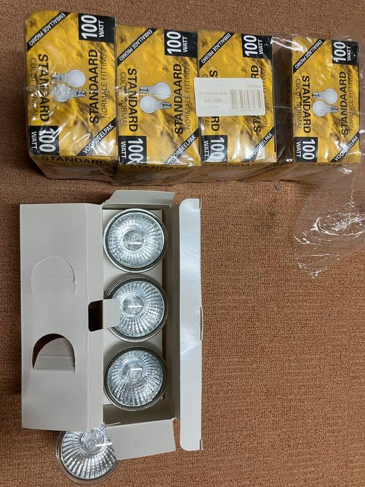 Gloeilampen 100W + Halogeen Spots GU10 RUILEN, Huis en Inrichting, Lampen | Losse lampen, Zo goed als nieuw, Halogeen (gloei)lamp