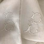 Zware kwaliteit antiek Frans laken met monogram, Ophalen of Verzenden