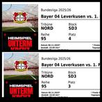 2 voetbaltickets Bayer 04 Leverkusen | Datum: 08/11/25, Tickets en Kaartjes, Losse kaart, Twee personen, November, Buitenland