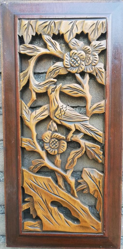 Indonesië. Houtsnijwerk. Paneel. Dubbelzijdig. 22/45 cm., Antiek en Kunst, Kunst | Niet-Westerse kunst, Ophalen
