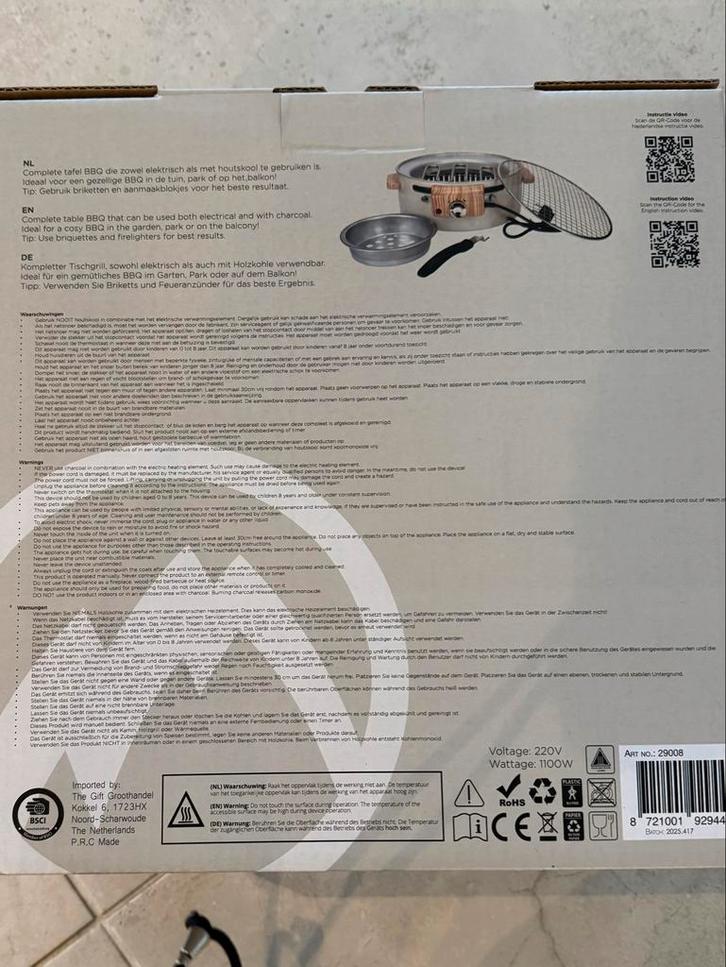 Hybride BBQ - Elektrisch en Houtskool, Doe-het-zelf en Verbouw, Tegels, Nieuw, Vloertegels, Keramiek, 60 cm of meer, 10 m² of meer