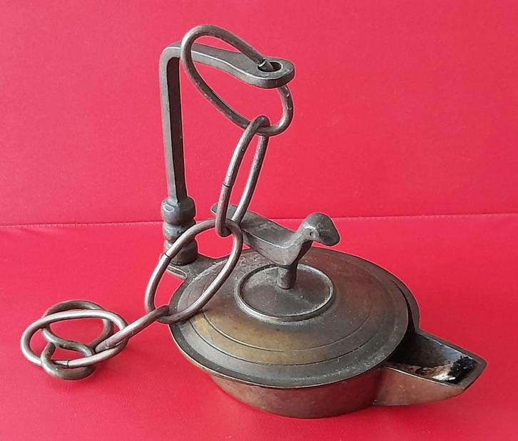 Olielamp koper leuk model, Antiek en Kunst, Curiosa en Brocante, Ophalen of Verzenden