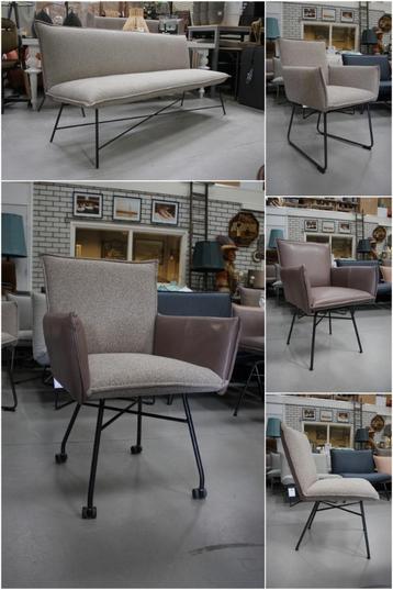 4 luxe eetkamerstoelen Sanne Jess Design leer stof naturel beschikbaar voor biedingen