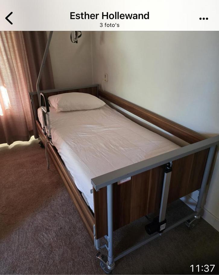 Elektrisch verstelbaar bed met opstaan beugel, Huis en Inrichting, Slaapkamer | Bedden, Gebruikt, Eenpersoons, Overige maten, 200 cm