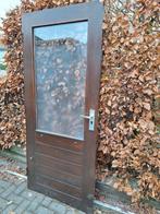 3x Zware hard houten deuren met dubbelglas, Ophalen, Zo goed als nieuw, Buitendeur, 200 tot 215 cm