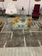 Tafel Hollywood Regency glazen spiegel salontafel 70s., Huis en Inrichting, Tafels | Salontafels, 100 tot 150 cm, Ophalen of Verzenden