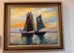 Schilderij zeilboten bij zonsondergang - Ine Veen, Ophalen