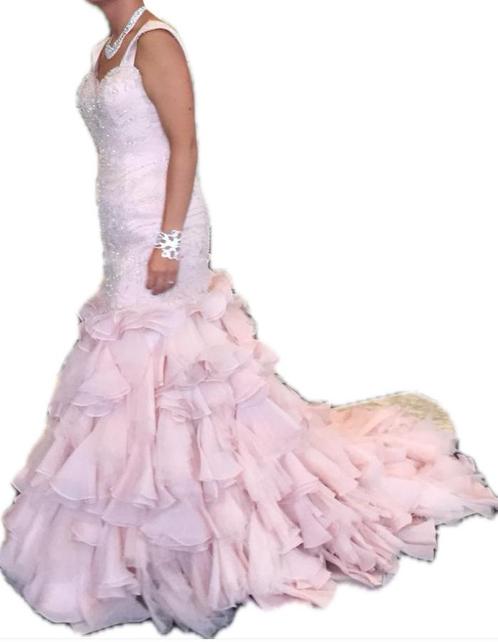 Poeder roze trouwjurk maat 38, Kleding | Dames, Trouwkleding en Trouwaccessoires, Zo goed als nieuw, Trouwjurk, Roze, Ophalen